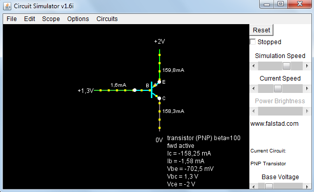 Szimuláció A http://www.falstad.com/circuit/ címen elérhető áramkör szimulátor segítségével vizsgáljuk a tranzisztor működését!