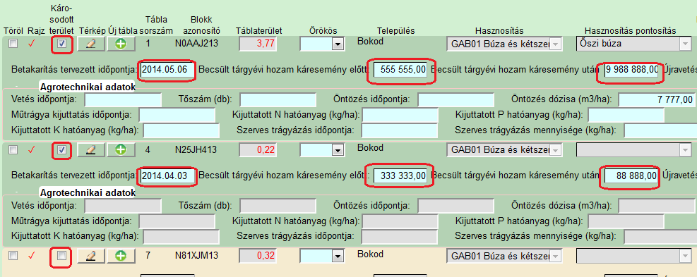 Aggregált szinten kivétel (egyedi, táblánként eltérő adatok) rögzítésére nincs lehetőség!