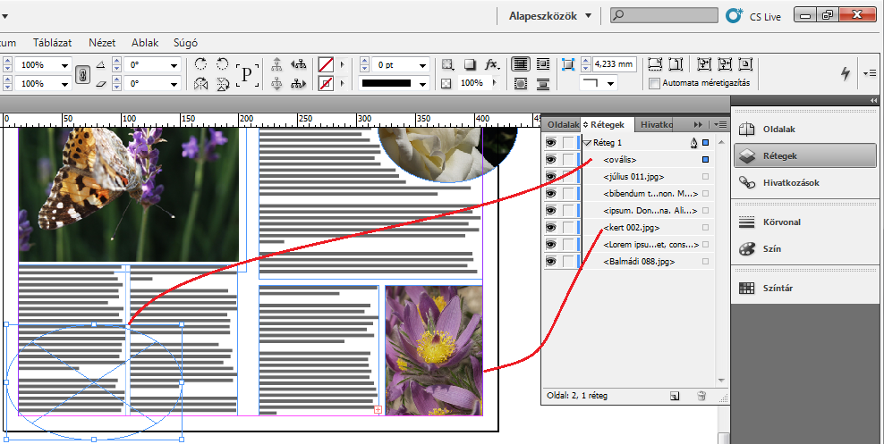 80 Az InDesign CS5 újdonságai 1-64. ábra Megújult Rétegek panel A Rétegek panel hasonlatossá vált az Illustrator Rétegek paneljére.