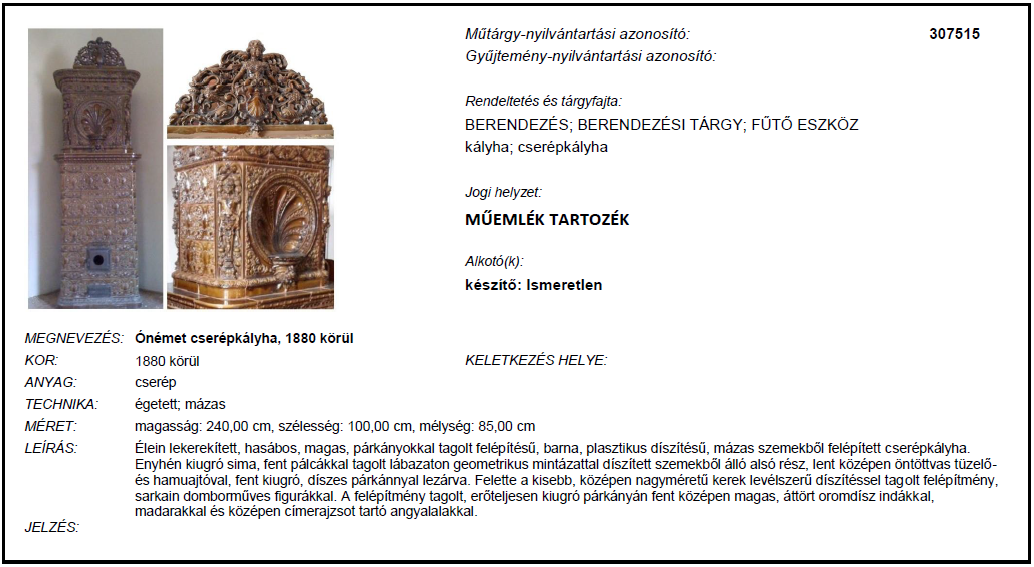 A 2011 áprilisában budapesti magántulajdonból ellopott 30 db festmény közé tartozó Forster Jakab (Gyönk, 1946 ): Kőszeg [műtárgy-nyilvántartási azonosító: 300503] című festményt a lopást követően a