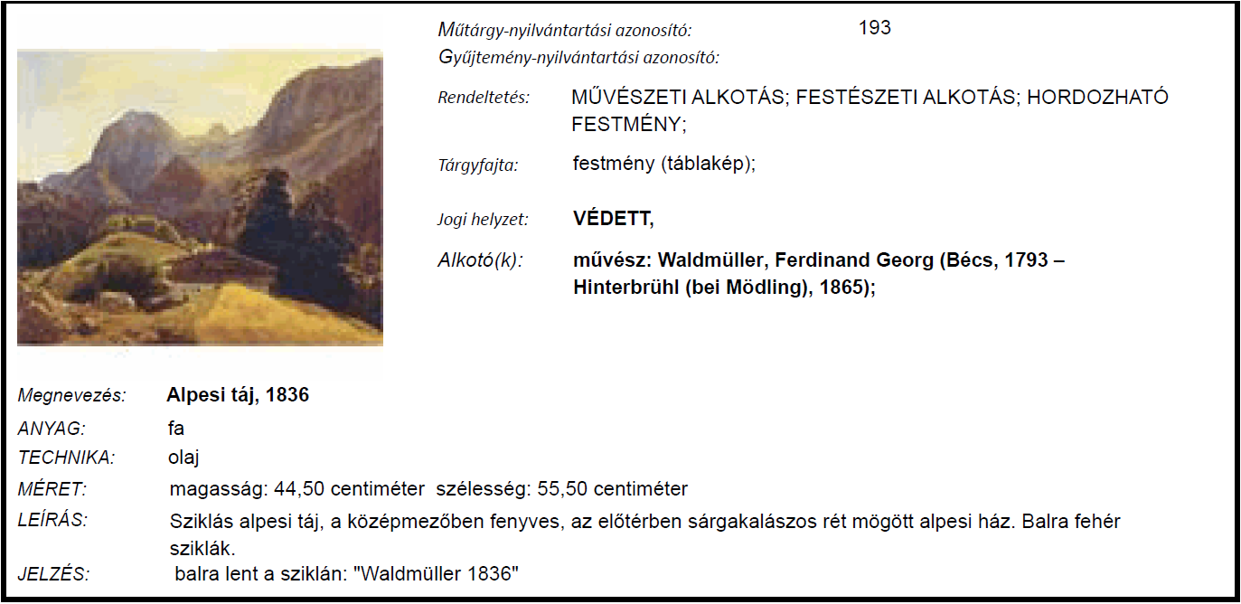 felhasználásával sikerült a rendőrségnek egyértelműen beazonosítani és a másik védett festménnyel együtt lefoglalni, majd a jogos tulajdonosának visszaszolgáltatni.