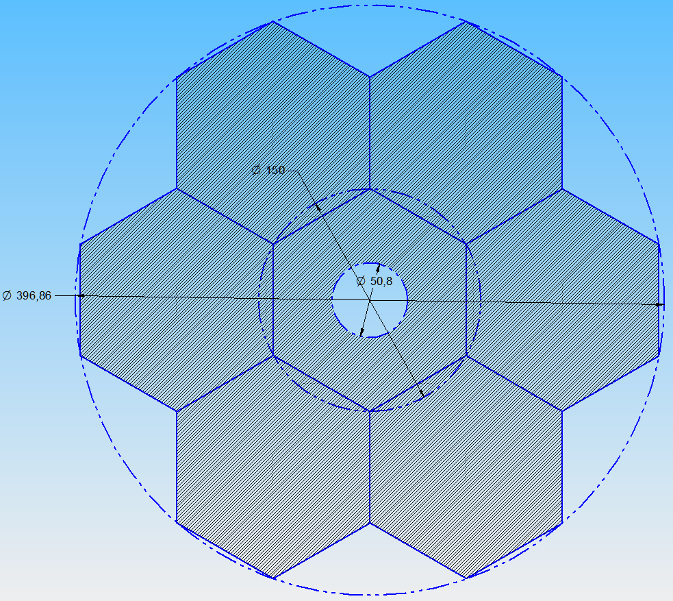 3. Az eszköz konstrukciója 3.1. A főtükör 2 dimenziós vázlata A főtükör egyenlő oldalú hatszögekből van kirakva, melyek teljesen illeszkednek egymáshoz.