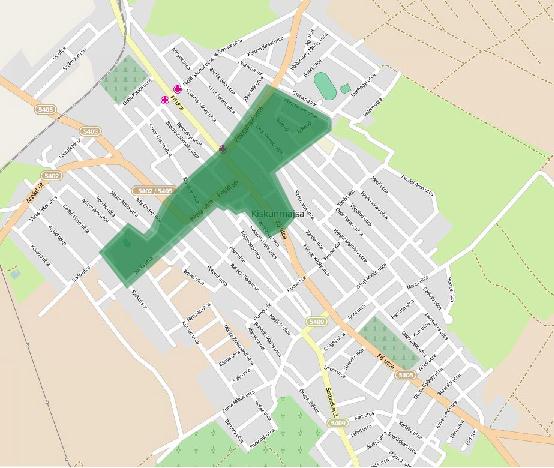 STRATÉGIA 35 3. térkép - Városközpont akcióterület lehatárolása Forrás: saját szerkesztés Gyógyhely akcióterület Kiskunmajsa képviselő testülete 123/2014. (IV. 23.