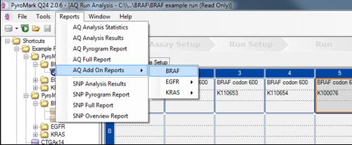 6. ábra BRAF Plugin Report menü A 9. táblázatban található LOD értékkel rendelkező mutációk mindegyike automatikusan analizálódik. Az eredmények egy átfogó táblázatban jelennek meg (7.