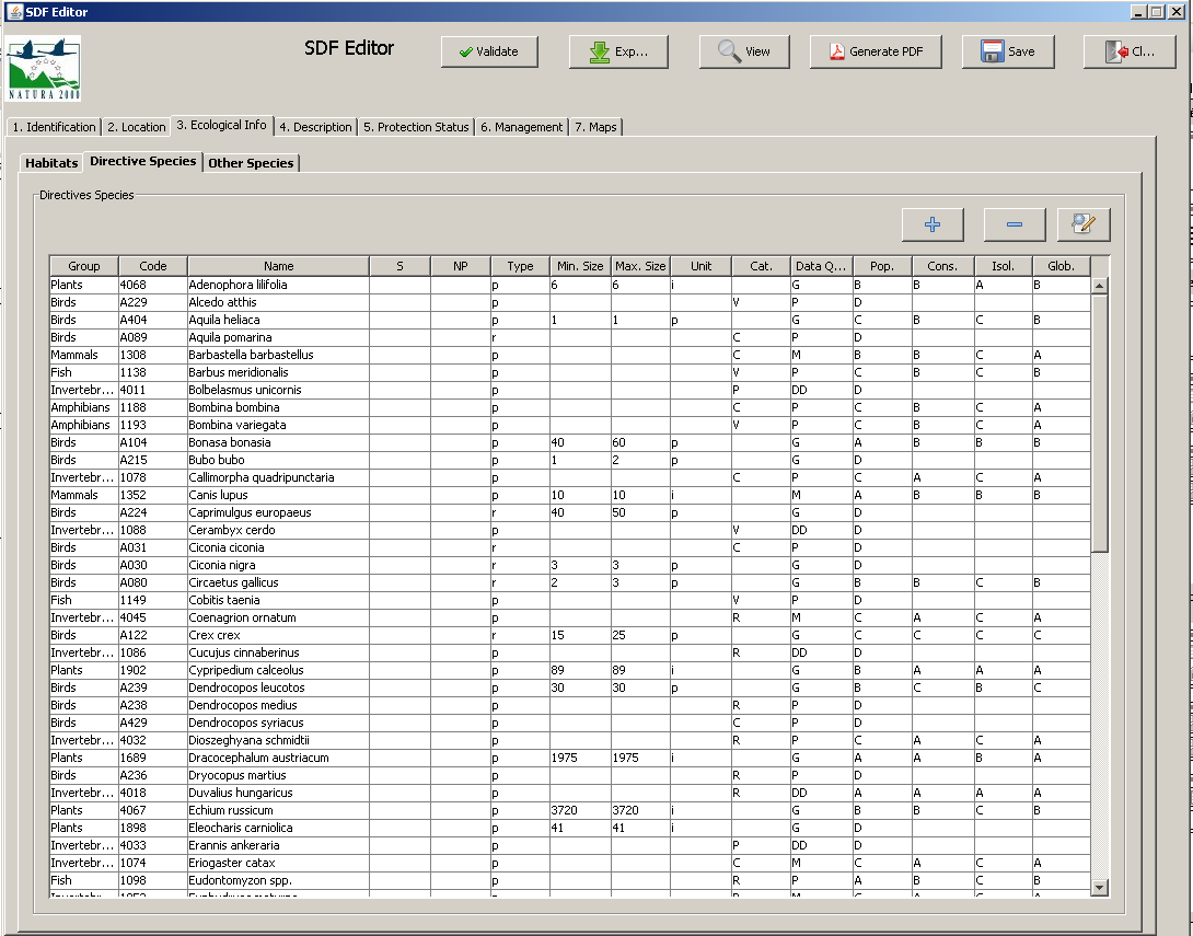 Adatelőkészítés Natura 2000 Natura 2000 SDF szoftver EU előírás MySQL 5.5 Workbench 5.2 CE, Java jdk 1.6.0,.