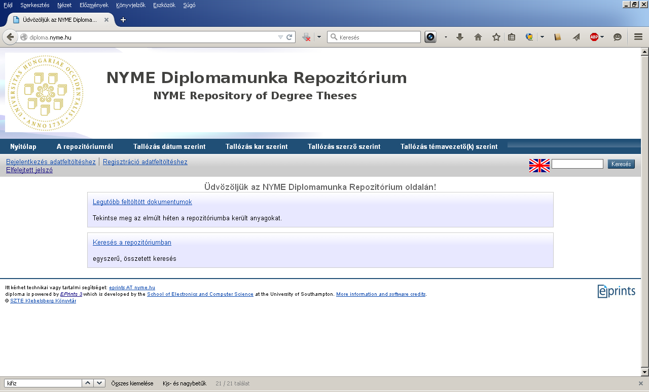 Hallgatói segédlet a diplomadolgozatok/szakdolgozatok/záródolgozatok elektronikus verziójának feltöltéséhez NYUGAT-MAGYARORSZÁGI EGYETEM KÖZGAZDASÁGTUDOMÁNYI KAR A dolgozatok a feltöltés és az ezt