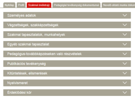 Szakmai önéletrajz Részben KIR-ből származó adatokat