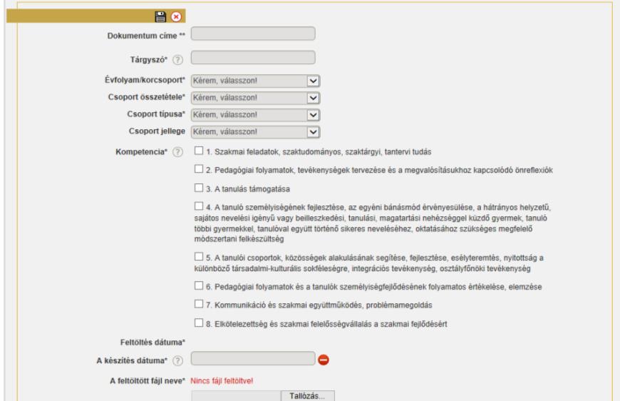 A feltöltés módja (Innentől ez a séma működik minden dokumentumnál.) Te adsz címet neki. Olyan szavak, amikre rákeresve szeretnénk ha ez a dokumentum is megjelenne. Értelemszerűen válasszunk!
