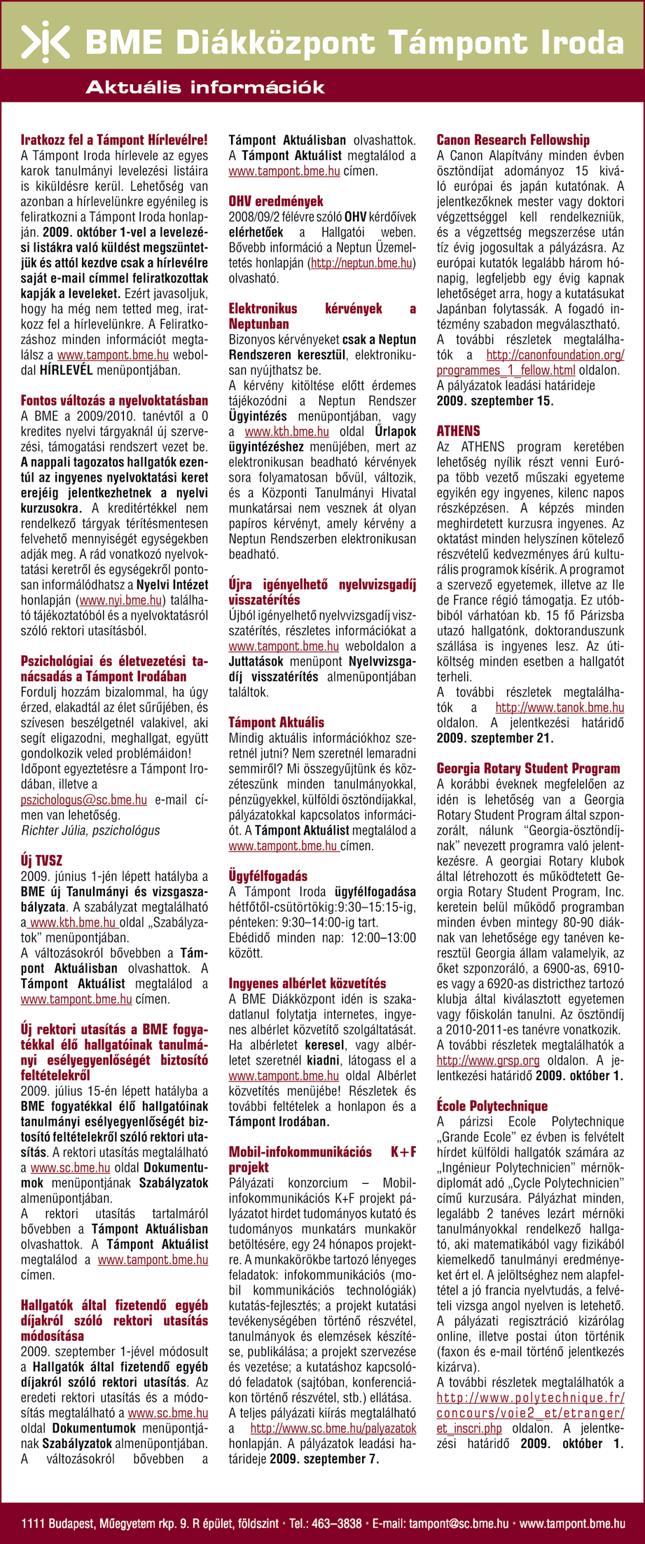 BME körkép 2009. szeptember 14.