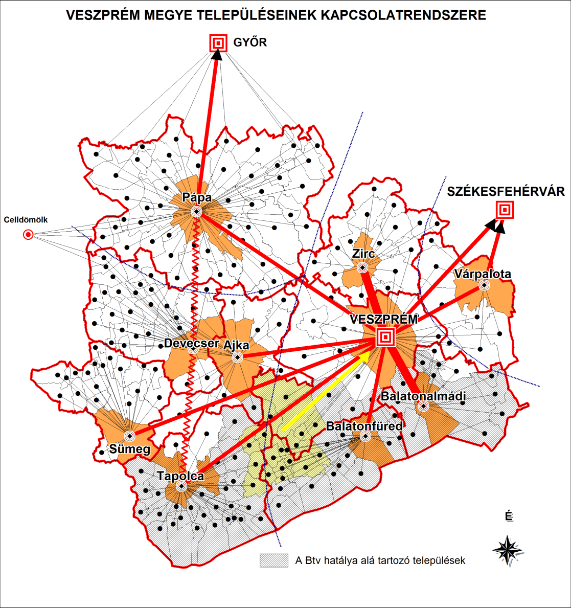 Monostorapáti, Nemesgulács, Nemesvita, Raposka, Révfülöp, Salföld, Sáska, Szentbékkálla, Szigliget, Taliándörögd, Tapolca, Uzsa, Vigántpetend, Zalahaláp A Várpalotai kistérséghez tartozó települések: