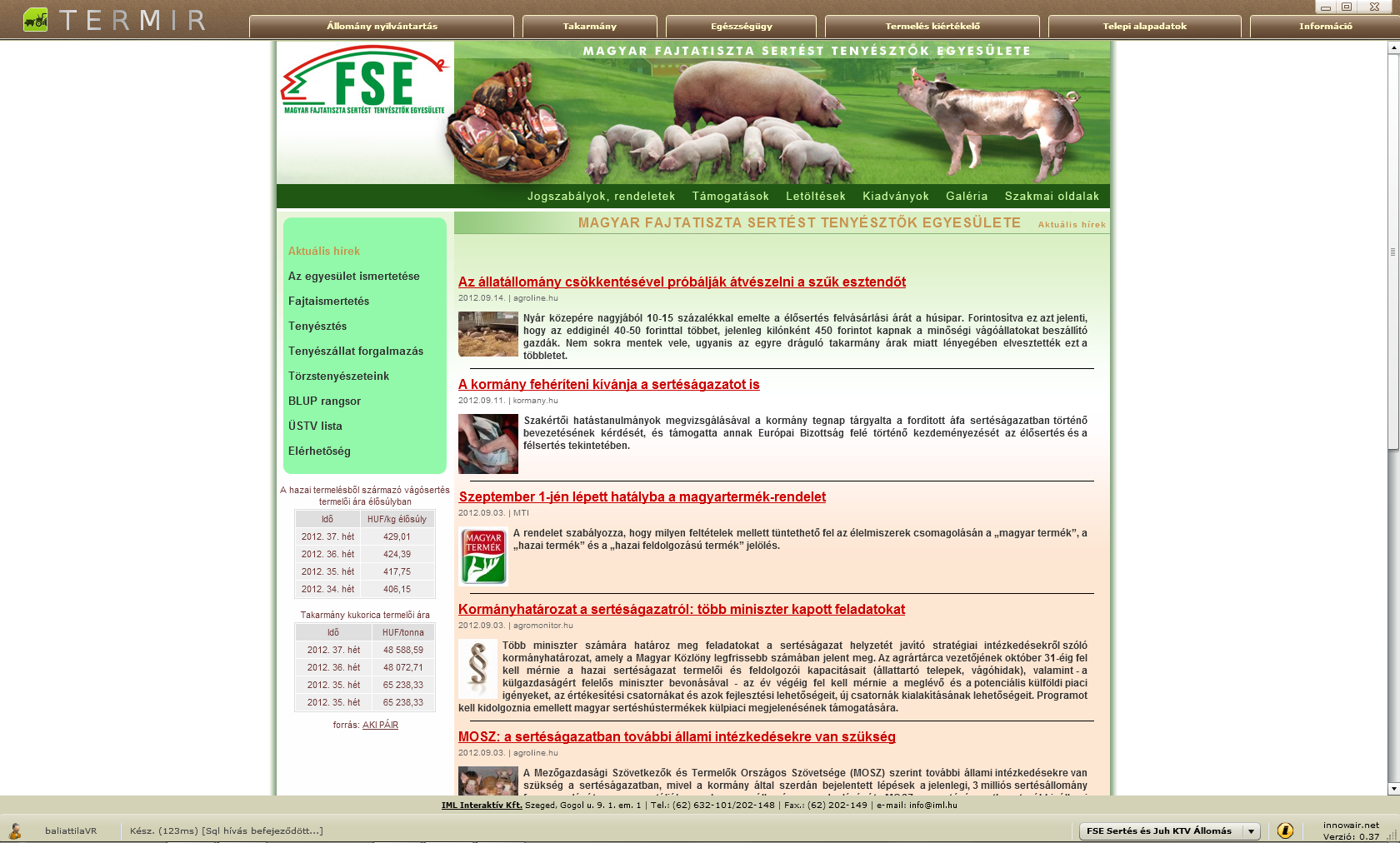Kezdőoldal A program kezdőlapjának hátterében az FSE honlapra található.