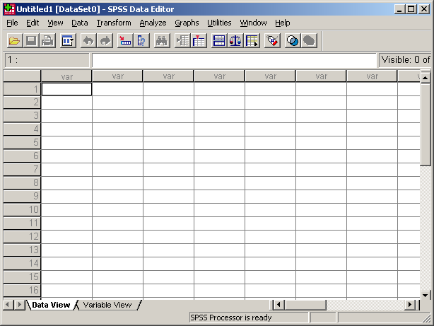 case nevezünk. Az Excel alul található munka1, munka2 elnevezésű füleinek itt a DATA VIEW [=adat nézet, vagyis maguk az adatok] (2.ábra) és a VARIABLE VIEW [=változó nézet, azaz az oszlopok nevei] (3.