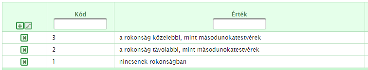 található navigációs sor lehetővé teszi, hogy a többoldalú adattartalom között navigálni (lapozni) lehessen. Vannak olyan esetek, amikor a táblázat karbantartást is támogat (kódtárak karbantartása).