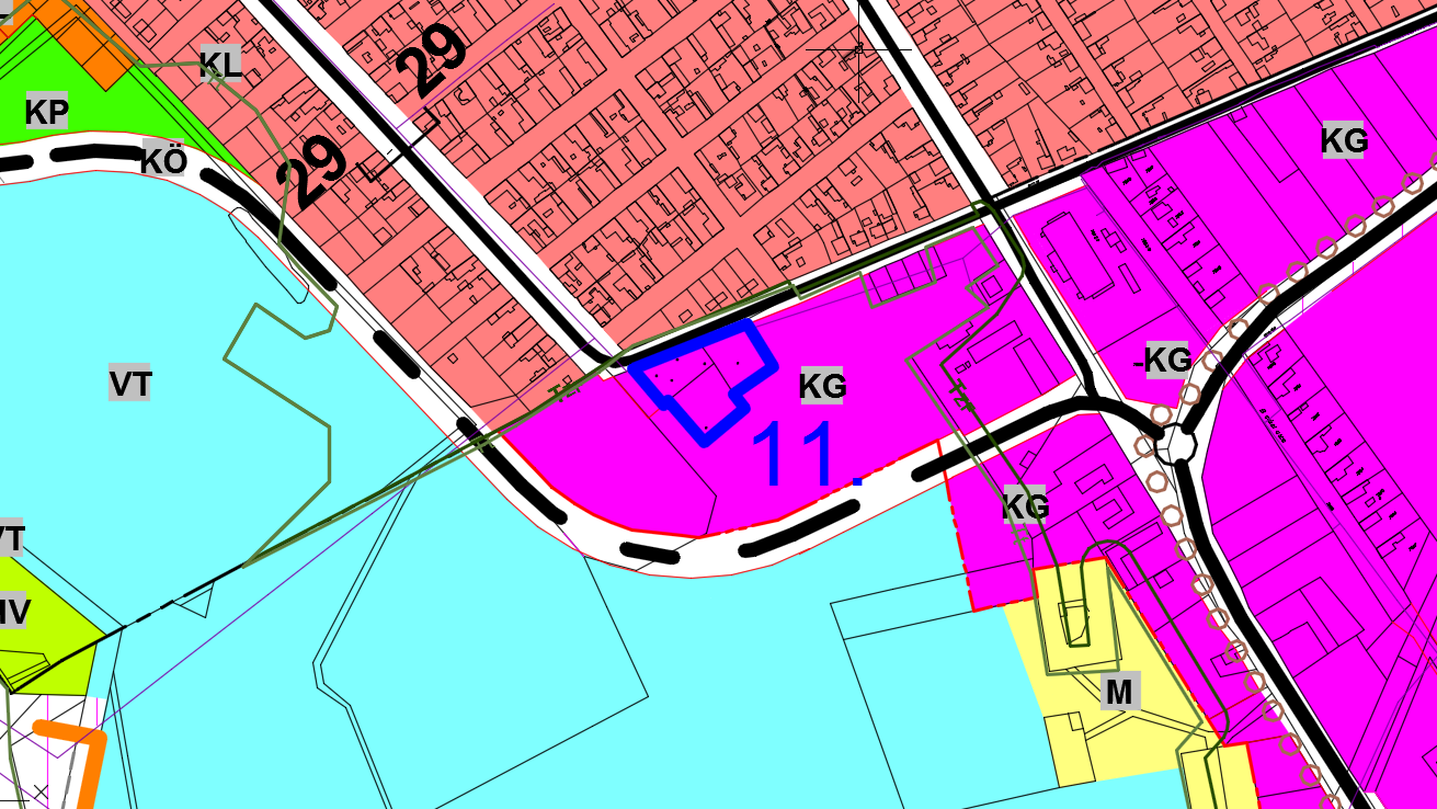 SZ-2 Szabályozási tervi részlet: A terület súlyponti koordinátái: 681430 / 120830 11. Cigány Önkormányzat és közösségi ház, valamint cigány óvoda 078/58, 59 hrsz.-ú telke, valamint a 078/177 hrsz.