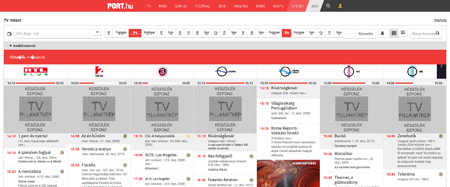 3. TV készülék szponzoráció A PORT.hu TV nyitó oldalakon az összes pillanatkép bármilyen készülékké varázsolása.
