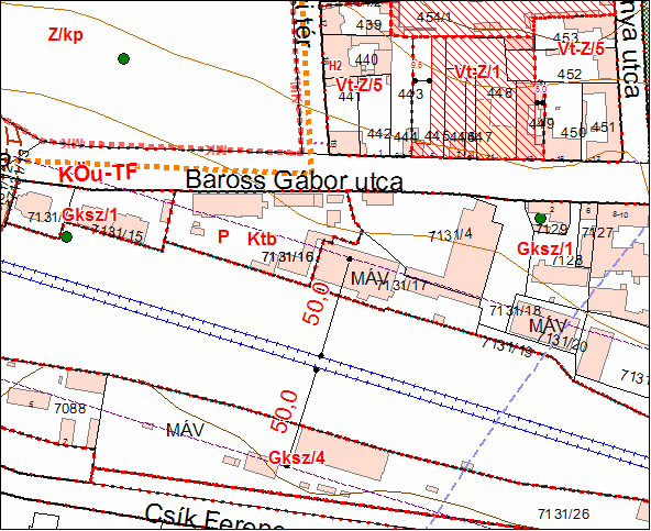 21/M2 MÁV ingatlanok közötti övezeti határ a 7131/16-7131/4 hrsz.