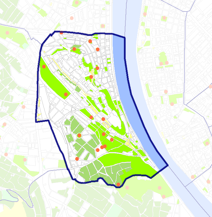 Tabán területének parkosítása csak a múlt század második harmadában kezdődött meg. A Gellért-hegy oldalát nagykiterjedésű zöldfelület borítja, amely országos jelentőségű védett természeti terület.