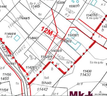 7604 873 m2 Lke Vt-13 35 Szabályozási vonalak törlése a belterület és külterület határán, az Öregszőlő területén, mivel itt az utca kialakítható a 11444/1 hrsz.