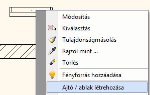 válassza az Ajtó/Ablak létrehozása parancsot. 3.