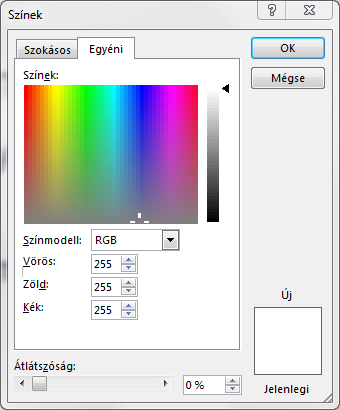 A kitöltést határozhatjuk meg, beszélhetünk egyszínű és színátmenetes kitöltésről, illetve képpel vagy anyagmintával is lefedhetjük a dia hátterét.