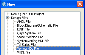 A Quartus II szövegszerkesztő használata c 2013, [?] A forráskód típusának kiválasztása A File > New után válasszuk a Verilog HDL File menüpontot, és a szokásos módon mentsük el a fájlt.