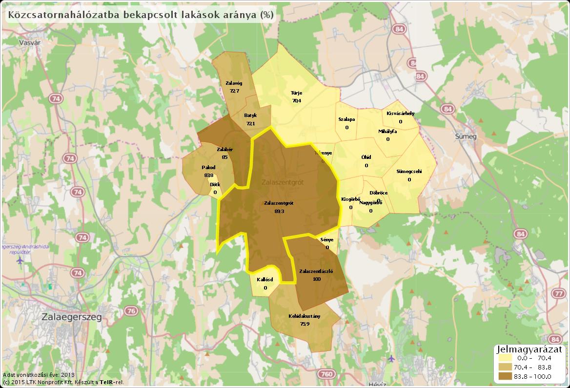 Közüzemi szennyvíz gyűjtőcsatornába bekapcsolt lakások száma 3233 3979 4032 4050 4462 4730 49 2003 2009 2010 2011 2012 2013 29.