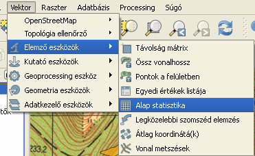 Elemző eszközök/alapstatisztika Feladat: Számoljuk ki ki az az 0103b_elohely réteg réteg poligonjainak összterület értékét!
