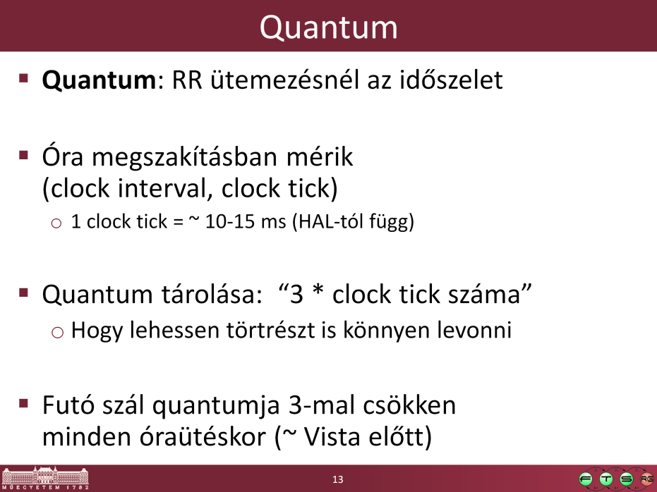 Vista óta már nem óraütés alapján mérik az időszeletet, hanem pontosabb módszereket alkalmaznak (hogy pl.
