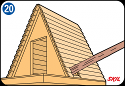 A háromszögletű váz 60 -os dőlésszögű háromszögletű vázat használunk a lombkunyhóhoz. A lombkunyhó vázához használhatja a korábban használt faanyagokat.