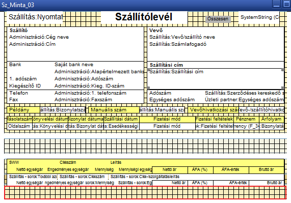 1.4.4 A bizonylat részei: ismétlési terület Az ismétlési területen megjelennek azok a tételek, amelyek a bizonylatban szerepelnek. Minden tétel szerkezete és formája megegyezik.