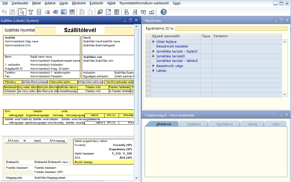 4. ábra: MS: Nyomtatási formátum szerk. > Beszámoló szerkesztő szf/bfk 1.