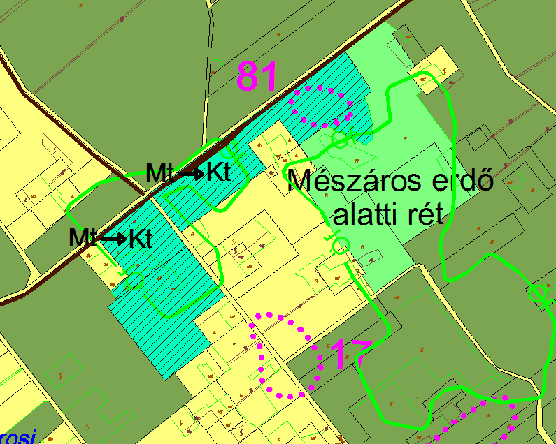 Ezt követően enyhén délnyugati irányba fordul és a 0500/2-es helyrajzi számú közút mellett halad.