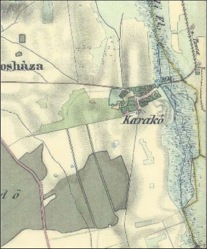 Karakó: 1800-as évek közepe: A Marcal mellett nagy kiterjedésű rétek voltak. Szintén gyepek húzódtak majdnem Jánosházáig.