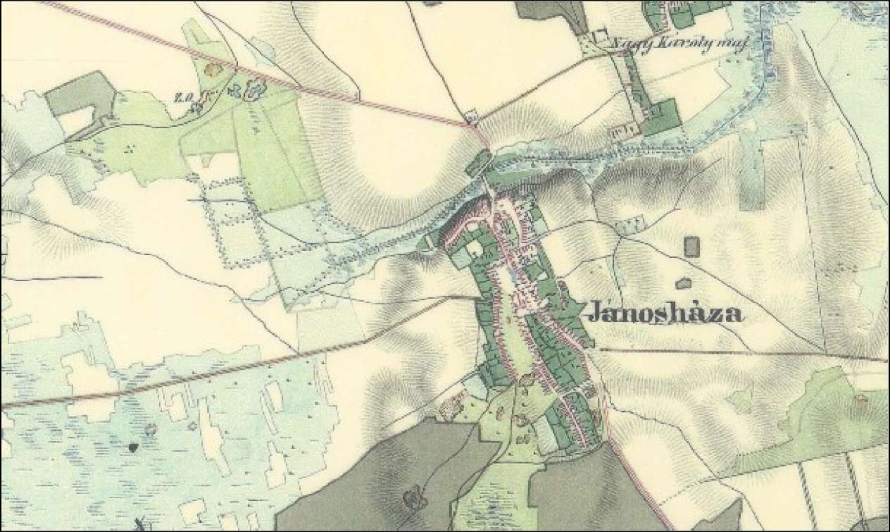Jánosháza: 1800-as évek közepe: Délről egy összefüggő erdő húzódott a településig. Az erdőben tisztásokat és vízállásokat találunk. A Mosó árok mellett végig gyepek voltak.