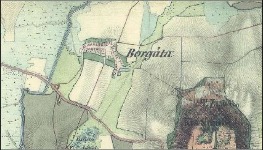 Borgáta: 1800-as évek közepe: Az egykori Bukta berek" lecsapoló árka mellett és a Kodó mentén rétek. A jelenlegi 84-es számú főút túloldalán összefüggő erdők.