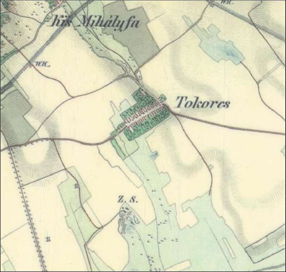 Tokorcs: 1800-as évek közepe: A településtől délre a Cincáig végig gyepeket láthatunk, északra egy kis erdőfolt és legelő található.