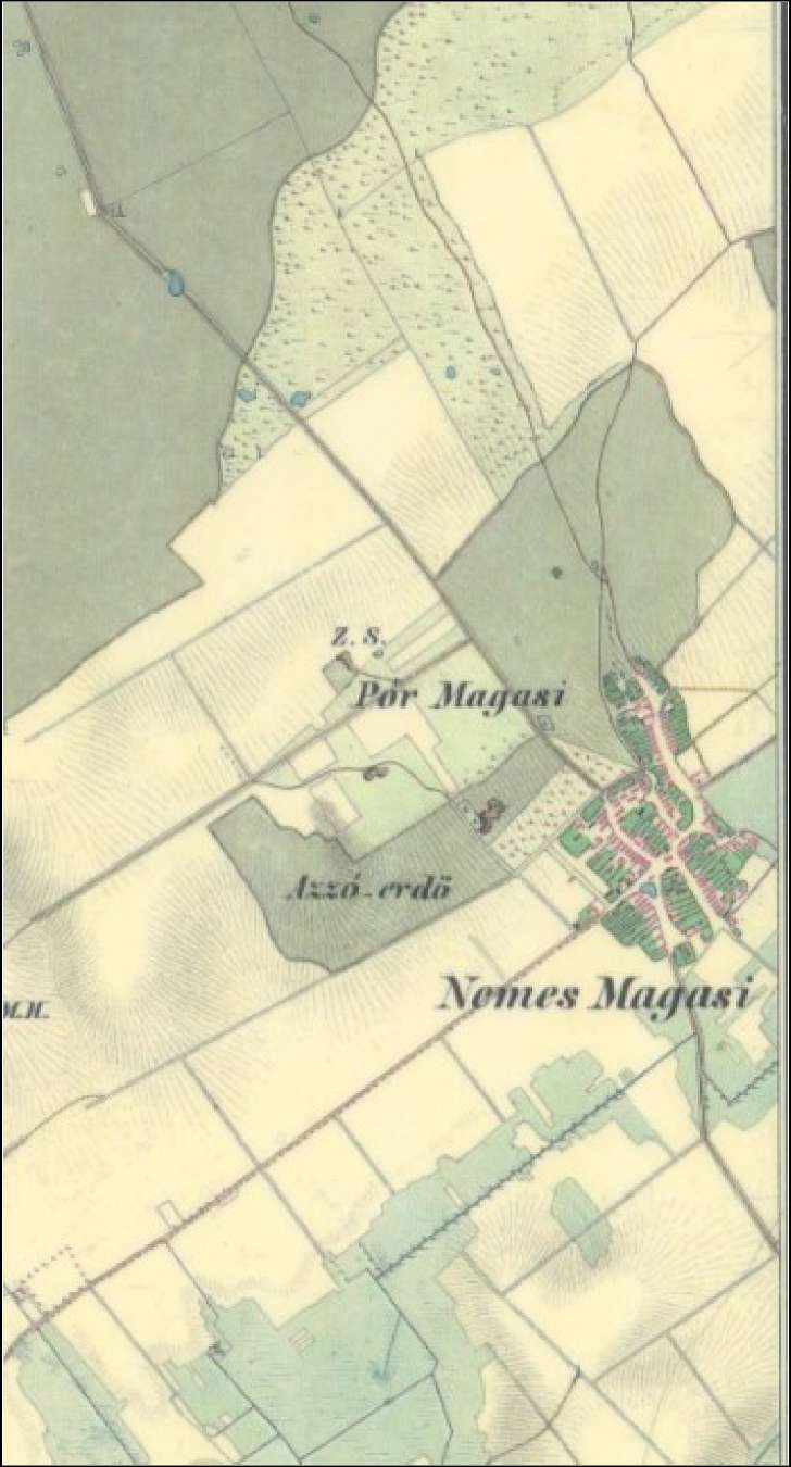 Kemenesmagasi környéke a II. katonai felmérés idején Ostffyasszonyfa: 1800-as évek közepe: A falu alatt a Rábáig szinte teljesen rétek borították a folyó árterét. A réten a Lánka patak meanderezett.