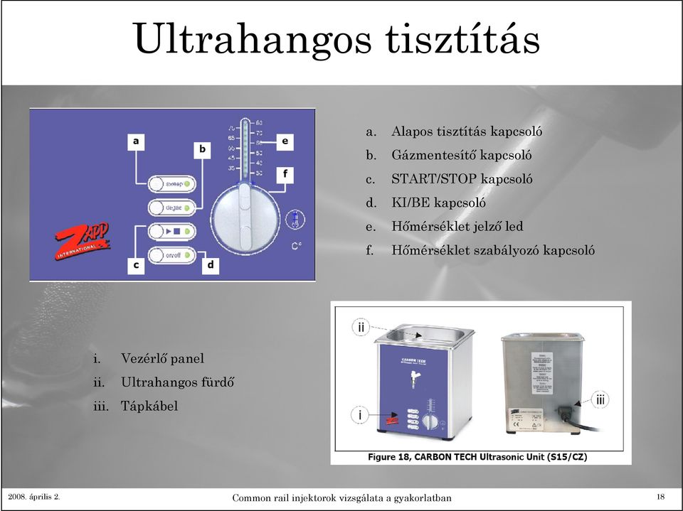 Hőmérséklet jelző led f. Hőmérséklet szabályozó kapcsoló i.