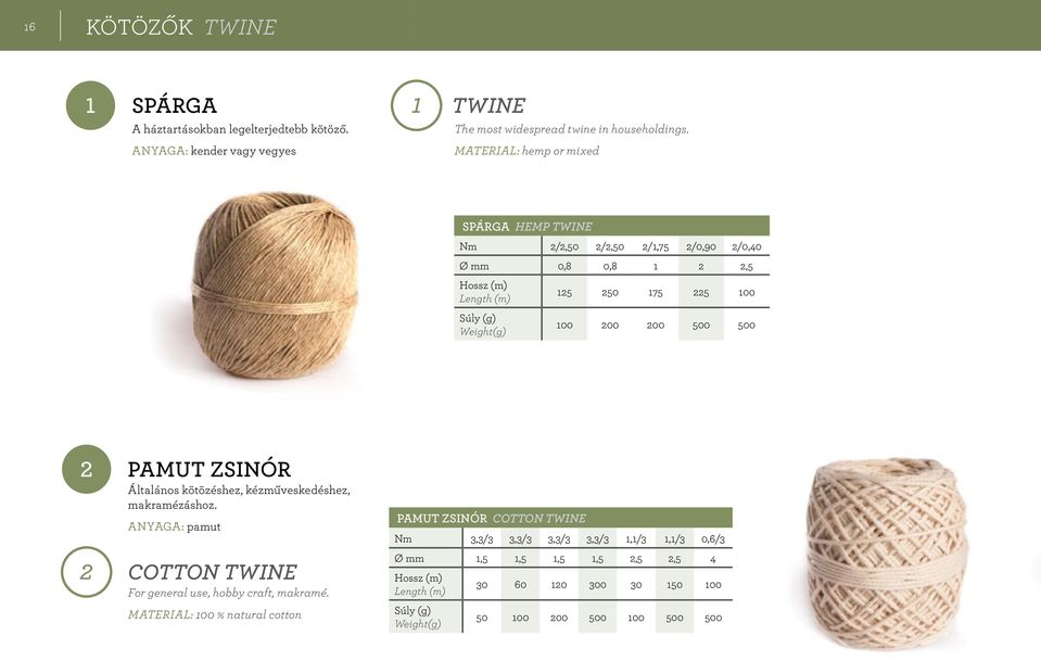 ZSINÓR Általános kötözéshez, kézműveskedéshez, makramézáshoz. anyaga: pamut COTTON TWINE For general use, hobby craft, makramé.