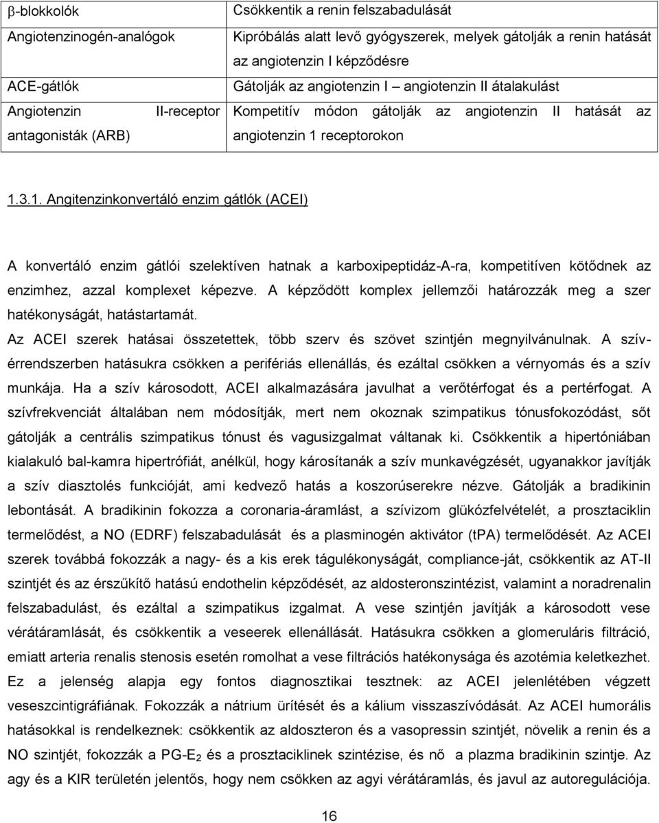 receptorokon 1.3.1. Angitenzinkonvertáló enzim gátlók (ACEI) A konvertáló enzim gátlói szelektíven hatnak a karboxipeptidáz-a-ra, kompetitíven kötődnek az enzimhez, azzal komplexet képezve.