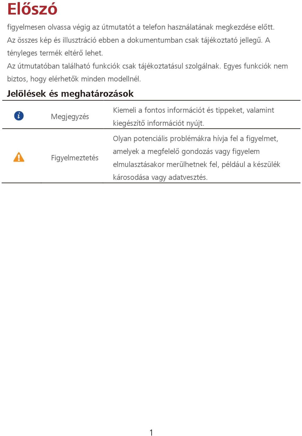Az útmutatóban található funkciók csak tájékoztatásul szolgálnak. Egyes funkciók nem biztos, hogy elérhetők minden modellnél.
