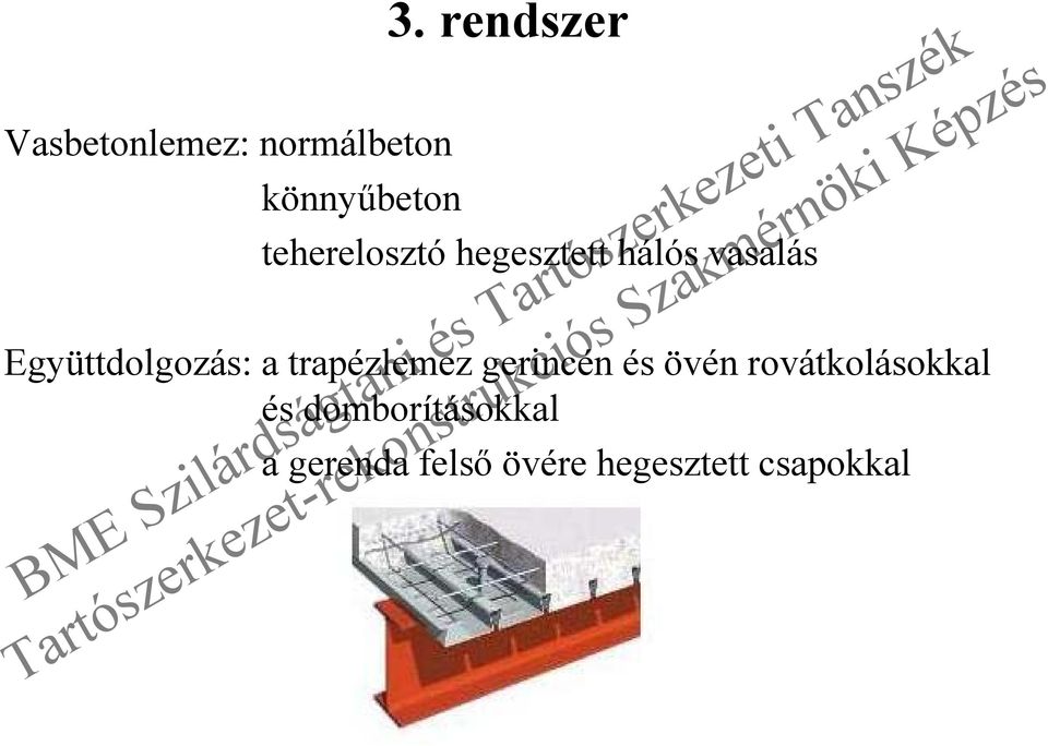 Együttdolgozás: a trapézlemez gerincén és övén