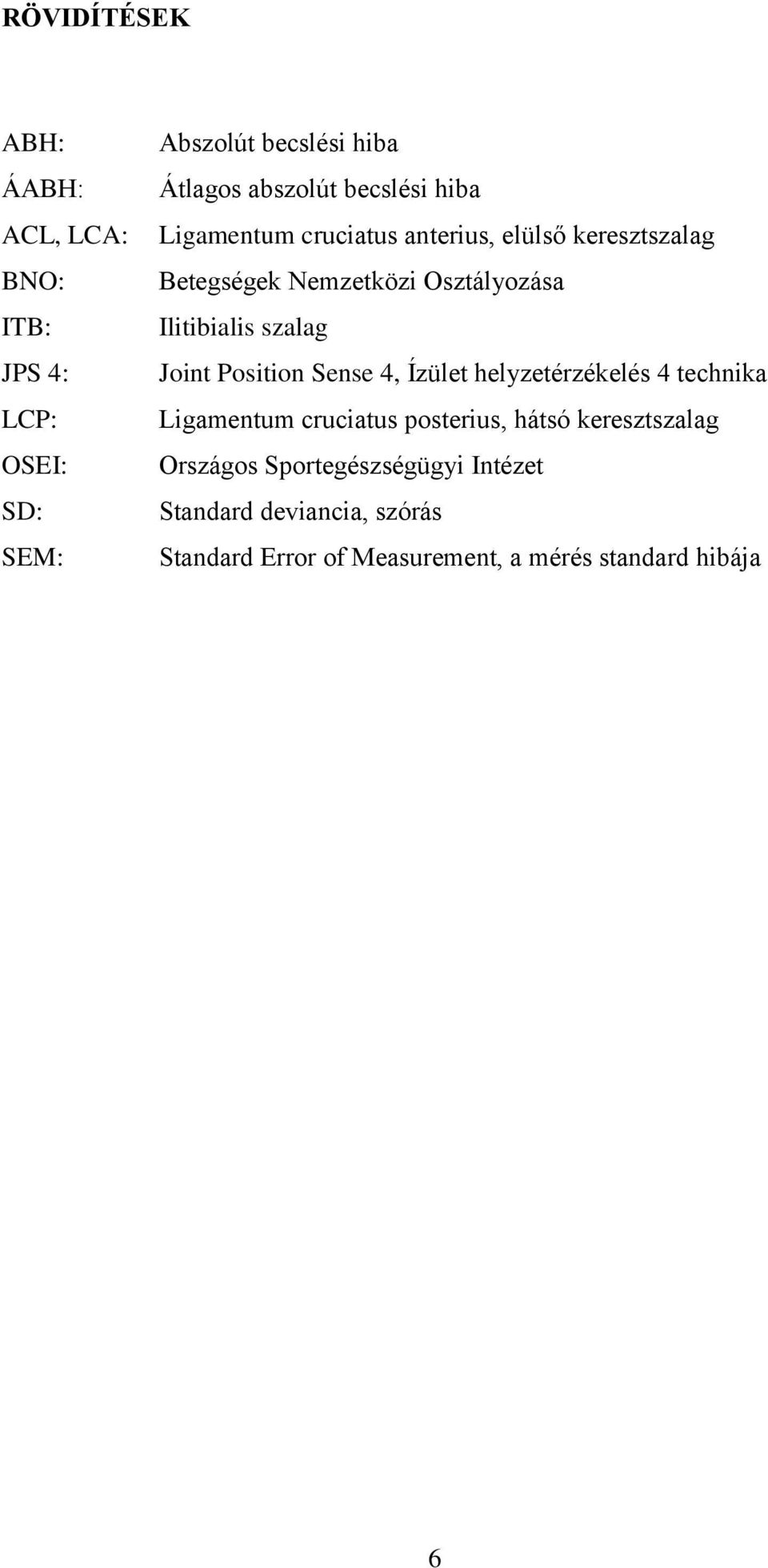 szalag Joint Position Sense 4, Ízület helyzetérzékelés 4 technika Ligamentum cruciatus posterius, hátsó
