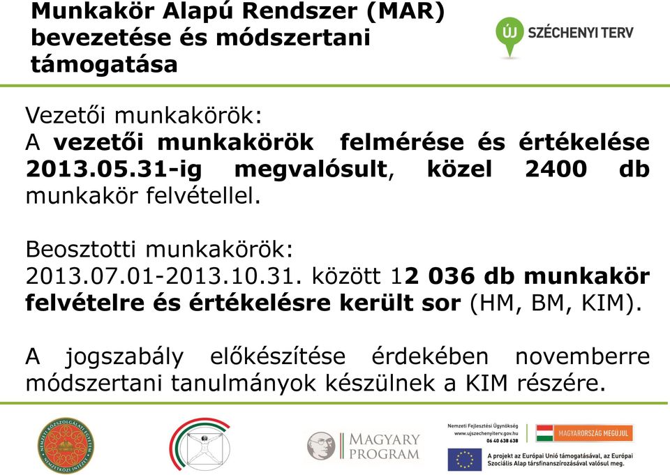 Beosztotti munkakörök: 2013.07.01-2013.10.31.