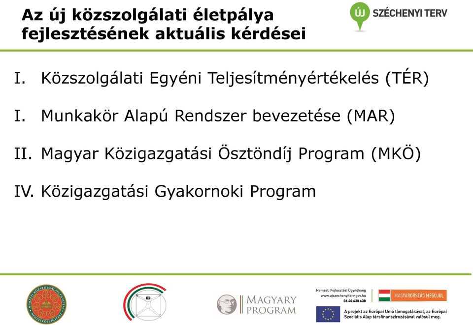 Közszolgálati Egyéni Teljesítményértékelés (TÉR) I.