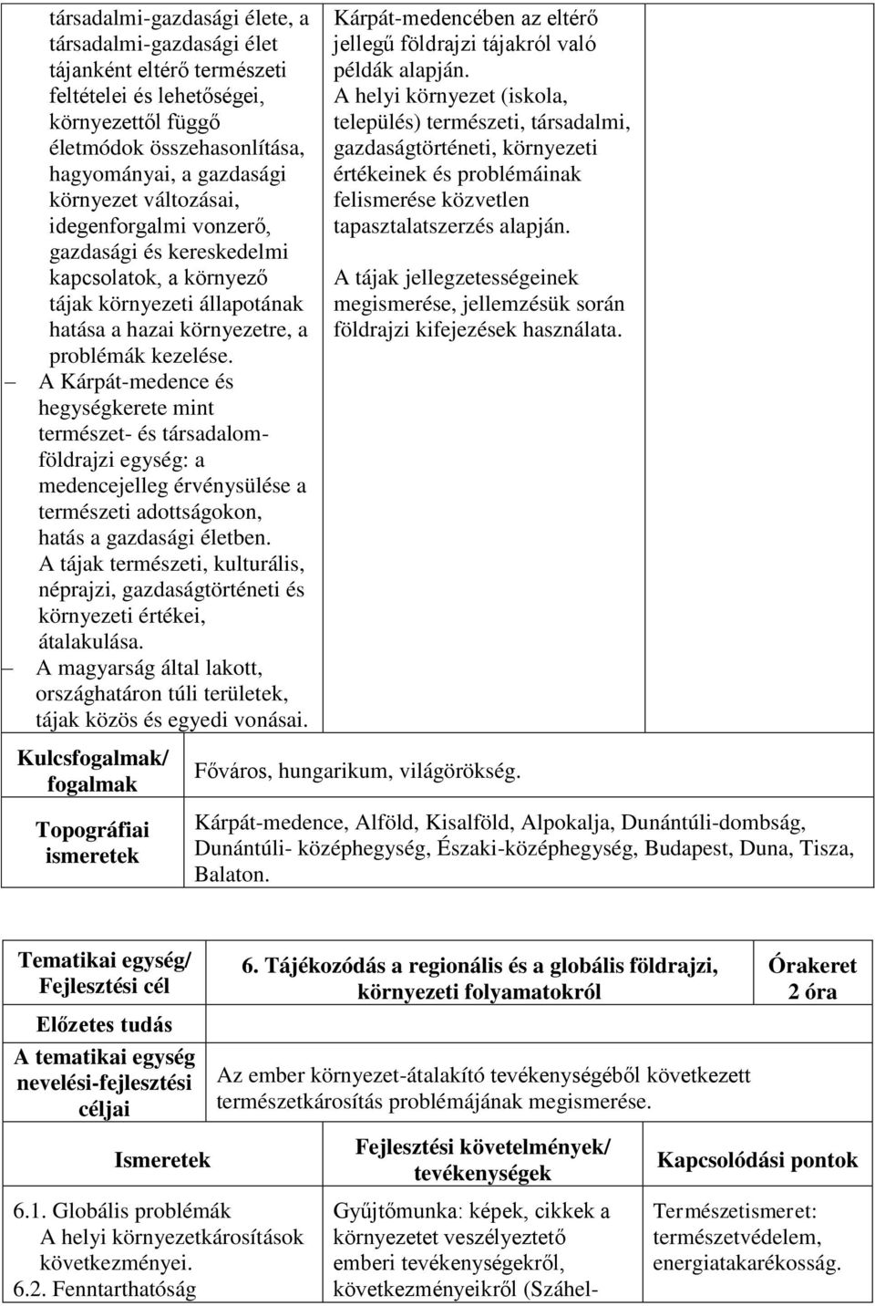 A Kárpát-medence és hegységkerete mint természet- és társadalomföldrajzi egység: a medencejelleg érvénysülése a természeti adottságokon, hatás a gazdasági életben.