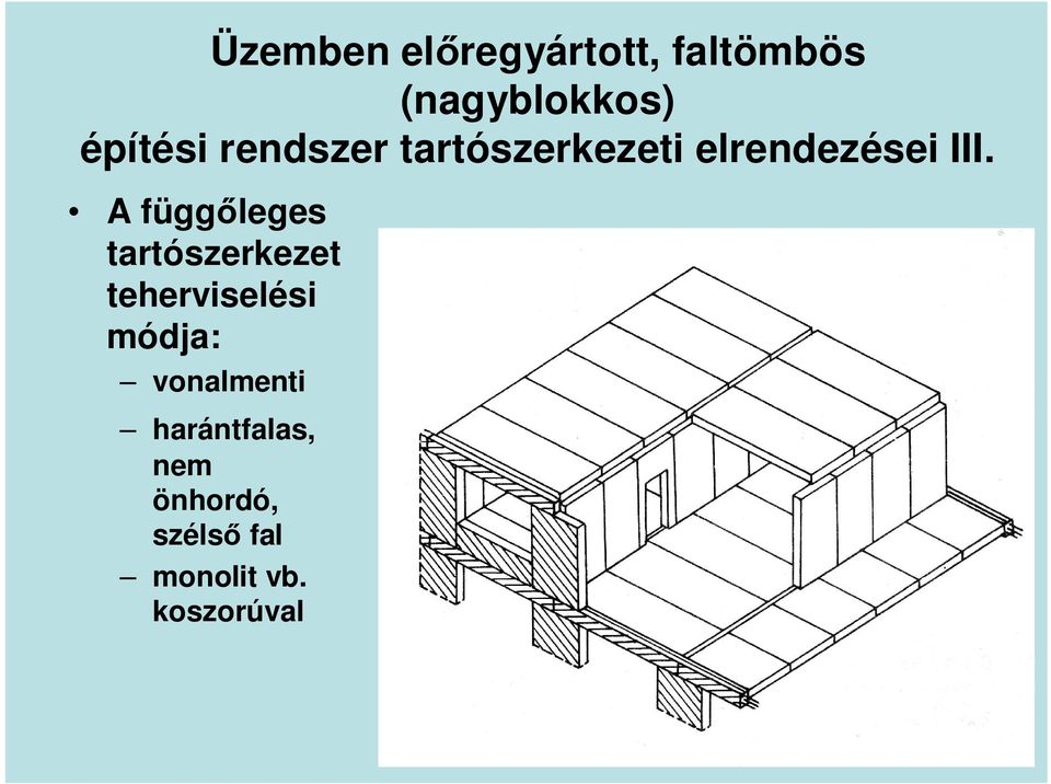 A függıleges tartószerkezet teherviselési módja: