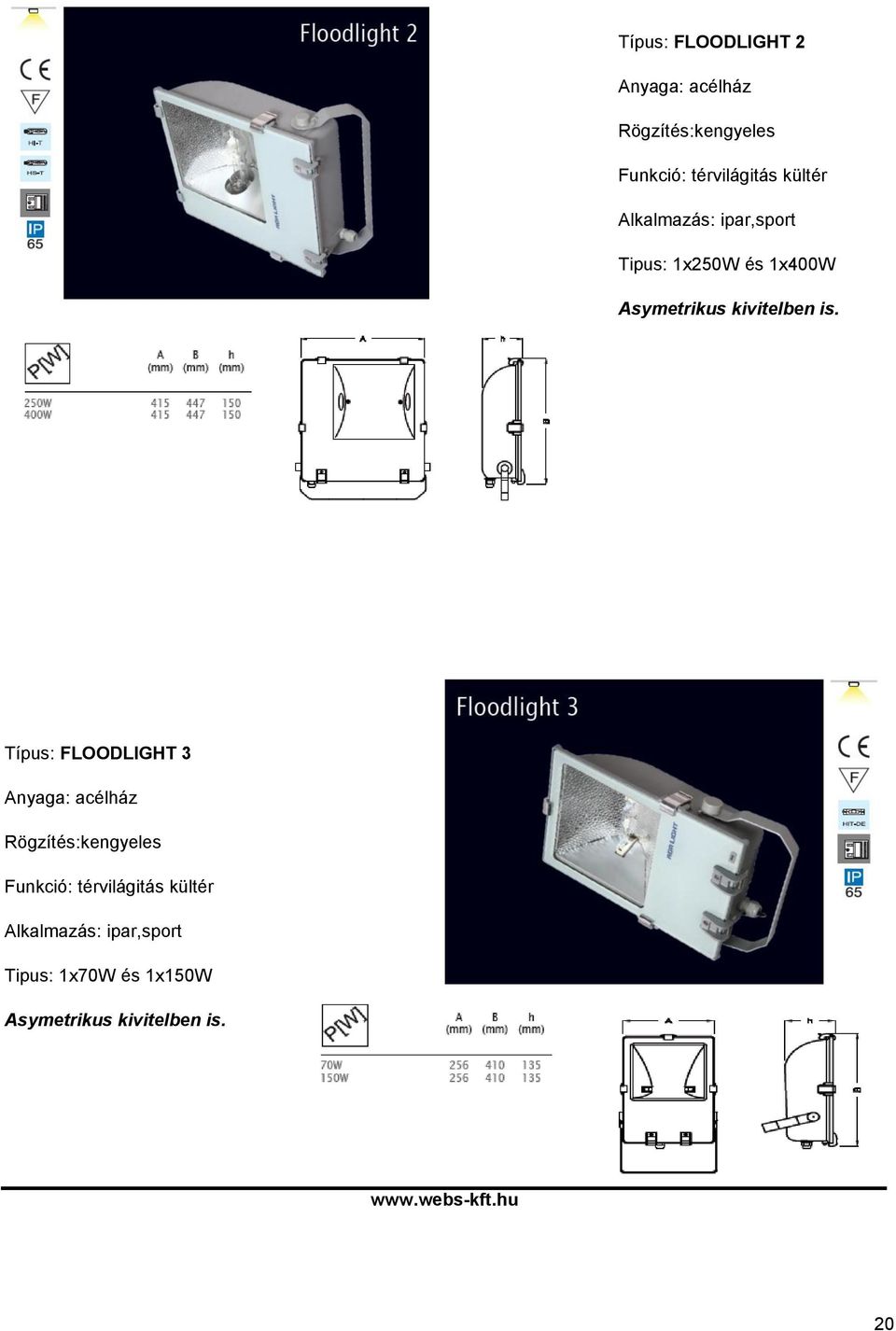 Típus: FLOODLIGHT 3 Anyaga: acélház kengyeles Funkció: térvilágitás kültér