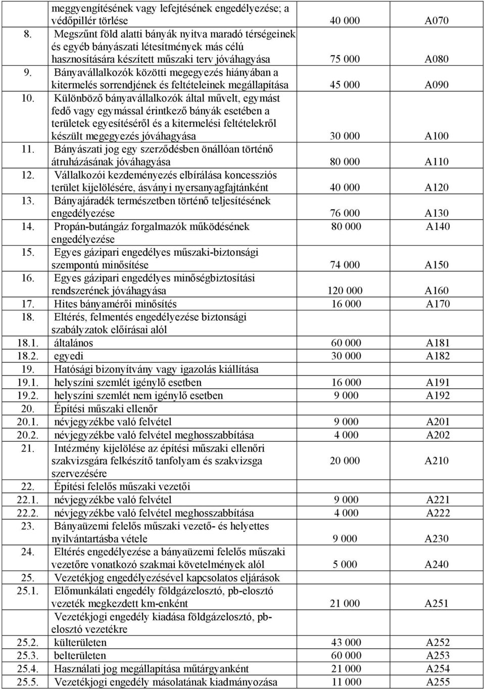 Bányválllkozók közötti megegyezés hiányábn kitermelés sorrendjének és feleinek megállpítás 45 000 A090 10.