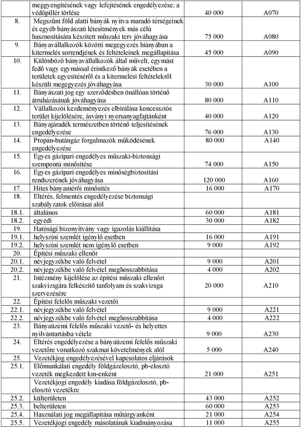 Bányválllkozók közötti megegyezés hiányábn kitermelés sorrendjének és feleinek megállpítás 45 000 A090 10.